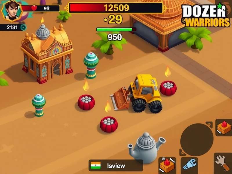 Dozer Warriors gameplay screenshot showing battle arena
